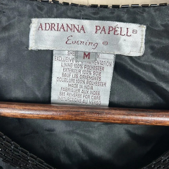 Adrianna Papell Evening Black‎ Silk Beaded Jacket M Sequins Formal Event Holiday - Picture 6 of 16
